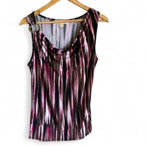 MICHAEL Michael Kors Pink Brown Abstract Ikat Cowl Neck Tank Top Medium